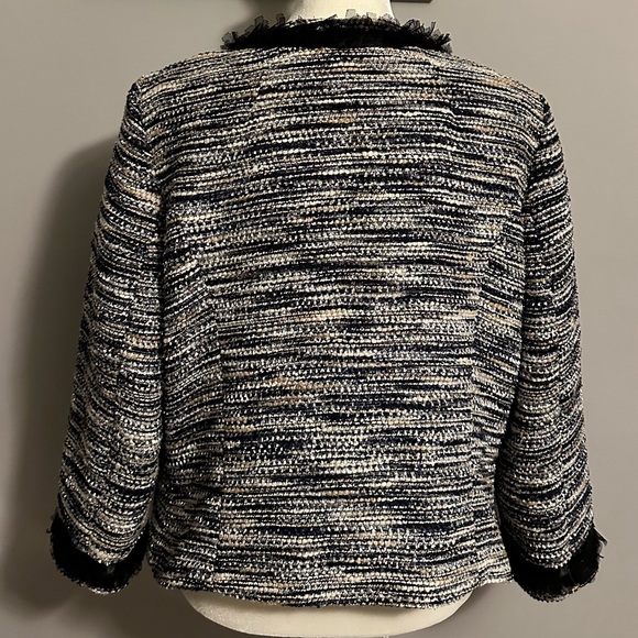 Navy Blue and Cream Tweed Blazer - Picture 2 of 5